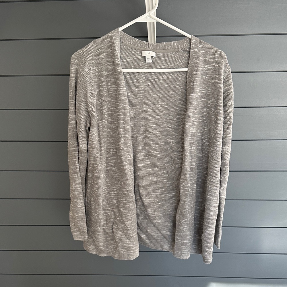 J. Jill Light Gray Open-Front Cardigan
